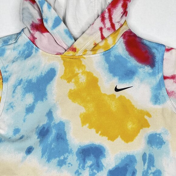 Nike Sportswear Club Big Kids Tie Dye Hoodie in Light Fusion Streetwear Red Sz M - Picture 4 of 8